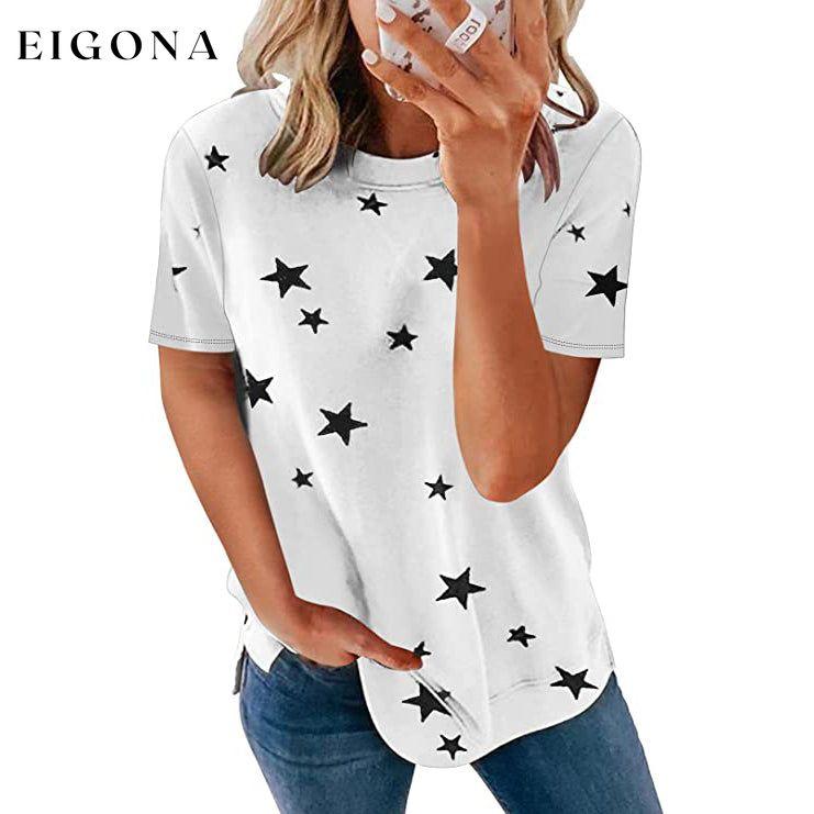 Women's Short Sleeve Crewneck T-Shirt White __stock:200 clothes refund_fee:800 tops