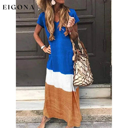 Women's T Shirt Maxi Long Dress Blue __stock:200 casual dresses clothes dresses refund_fee:1200 show-color-swatches