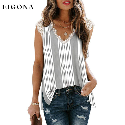 Women's V Neck Lace Tank Top - Assorted Styles Stripe __stock:200 clothes refund_fee:800 tops