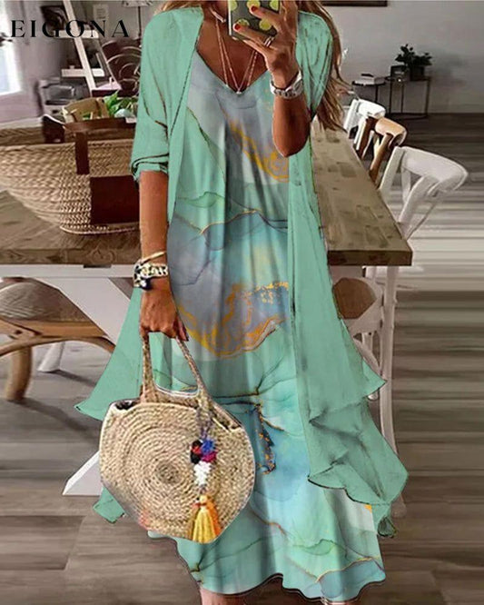 Gradient Print Two Piece Set Green 23BF Casual Dresses Clothes Dresses SALE Spring Summer Two-Piece Sets