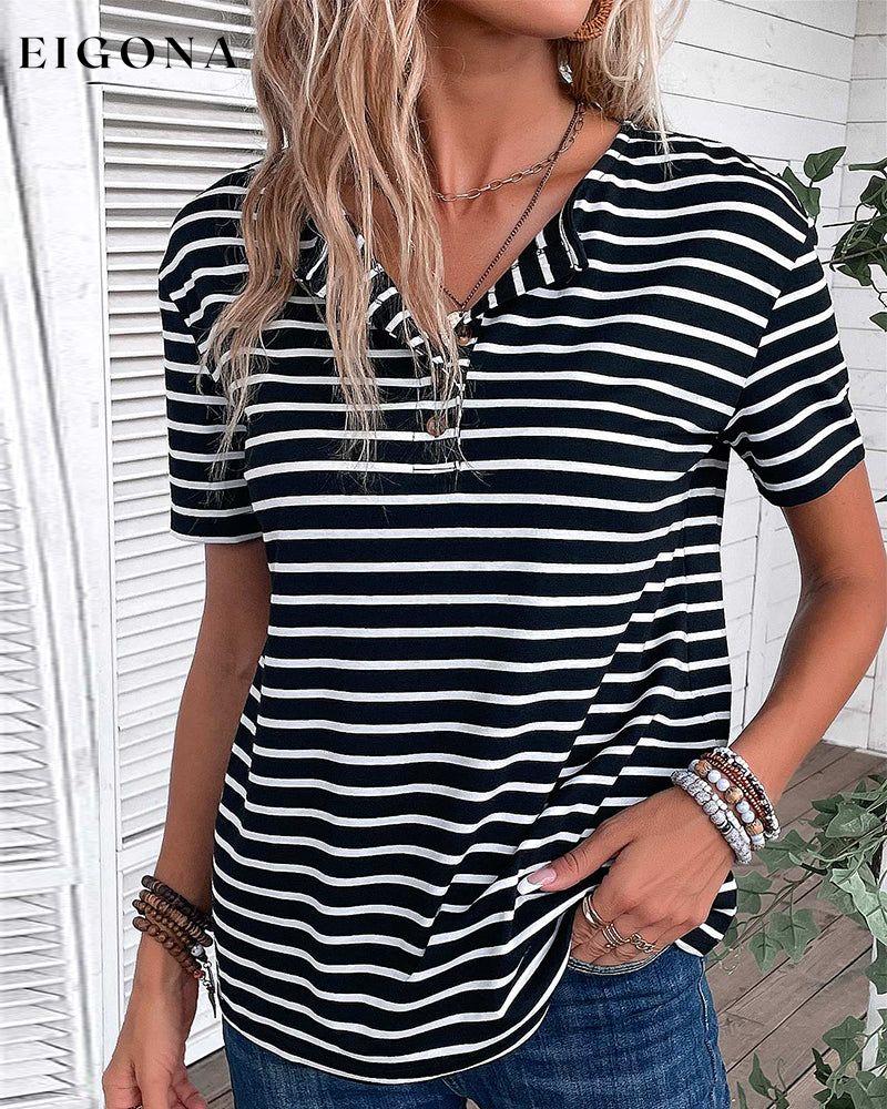 Short Sleeve Striped T-Shirt 23BF clothes Short Sleeve Tops Spring Summer T-SHIRTS Tops/Blouses