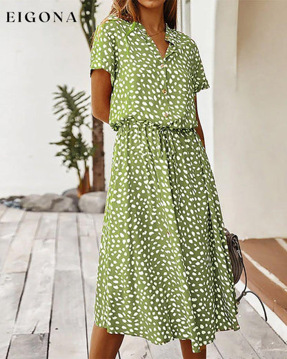 Dot print v-neck dress Light green 23BF Casual Dresses Clothes Dresses Spring Summer