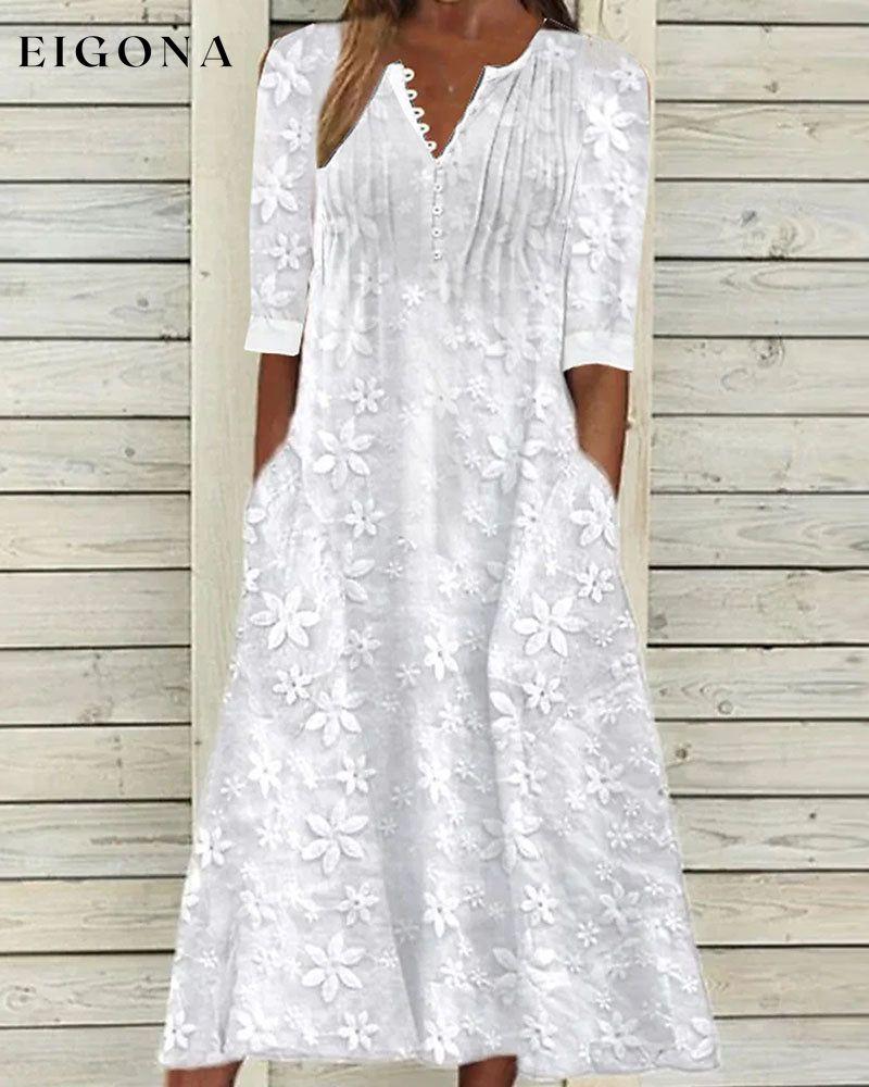 Trendy lace pocket dress White 23BF Casual Dresses Clothes Dresses Spring Summer