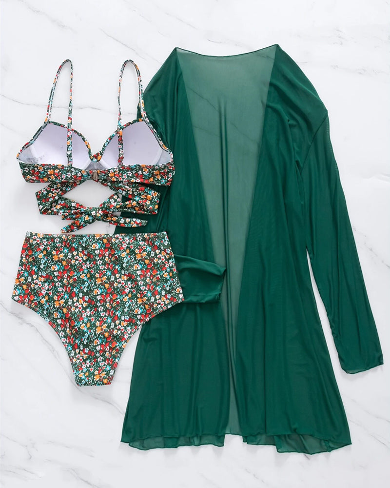 Sexy Printed Three Piece Set Swimsuit