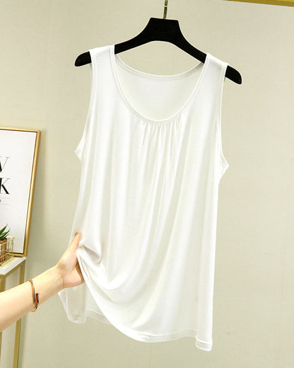 Solid color simple casual loose tank top
