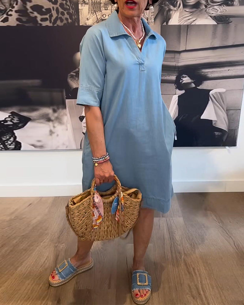 Lässiges Kurzarmkleid mit Revers