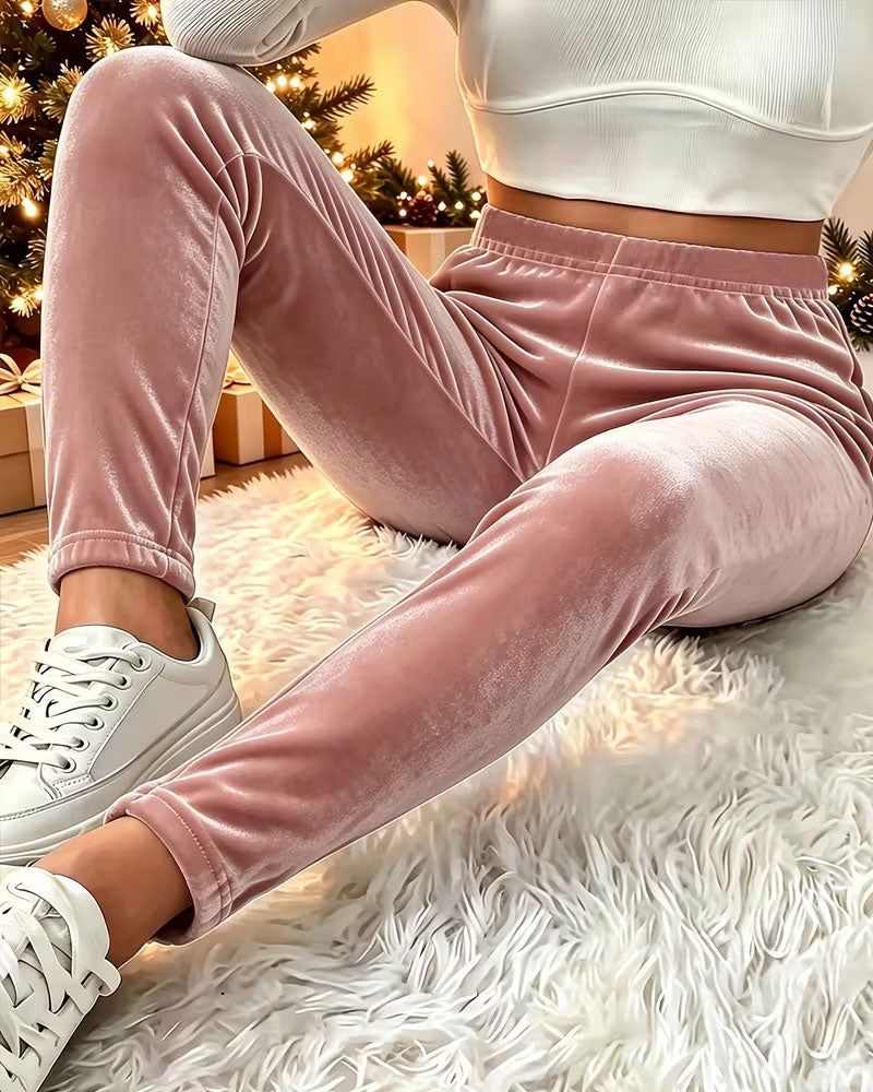 Velvet Jogger Casual Solid Long Pant 2024 f/w pants spring