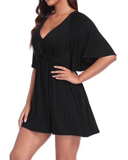 V-Neck Waist-Cinching Romper Dress casual dresses spring summer