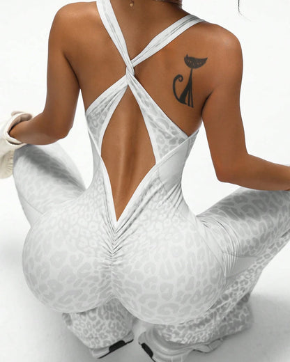 Leopard Print One-Piece Yoga Shapewear