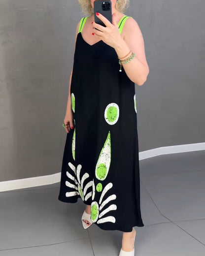 Abito stampato con spalline larghe