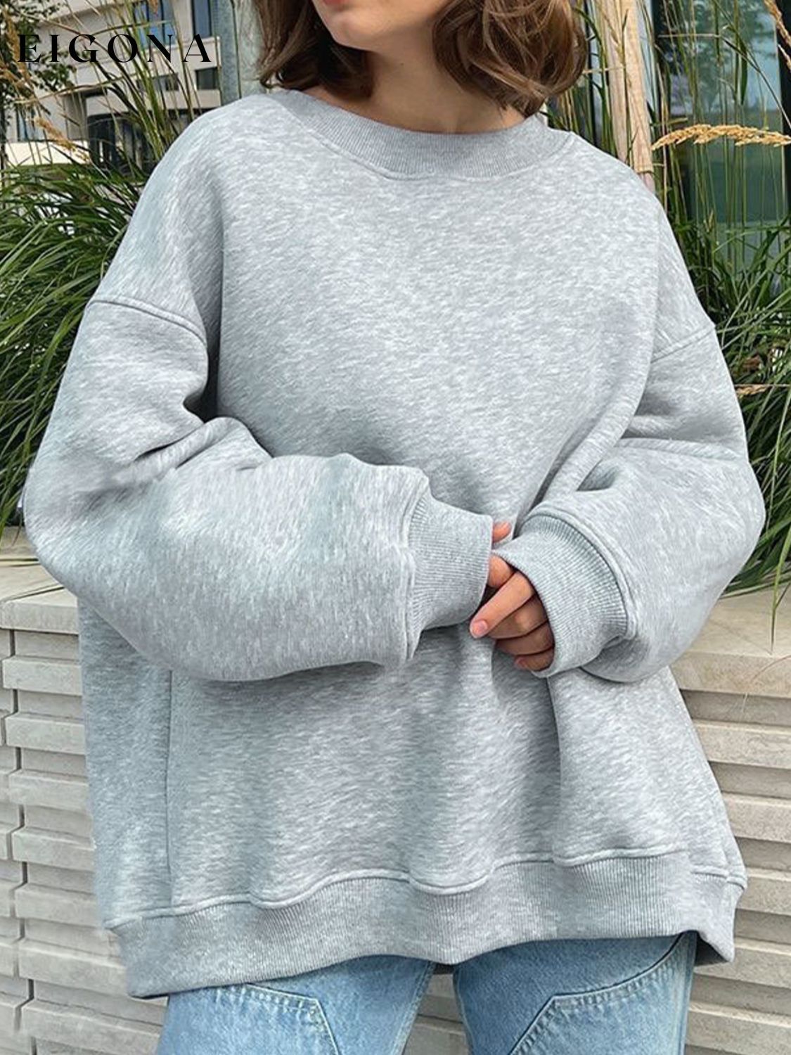 Oversize Round Neck Dropped Shoulder Sweatshirt clothes Ship From Overseas Shipping Delay 09/29/2023 - 10/03/2023 trend X.L.J