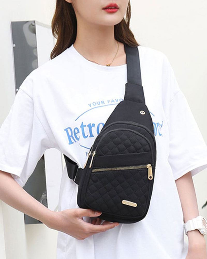 Women's Fashion Embroidered Quilted Chest Bag