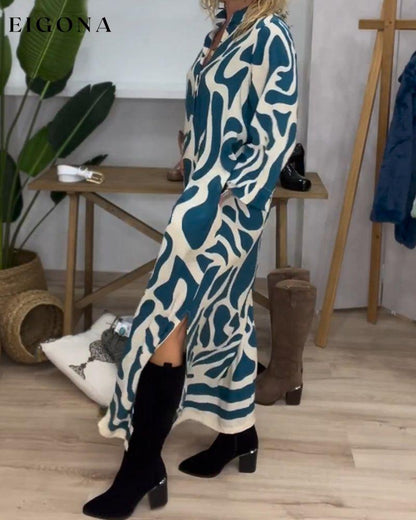 Lapel side slit printed dress 2023 f/w 23BF casual dresses Clothes Dresses spring