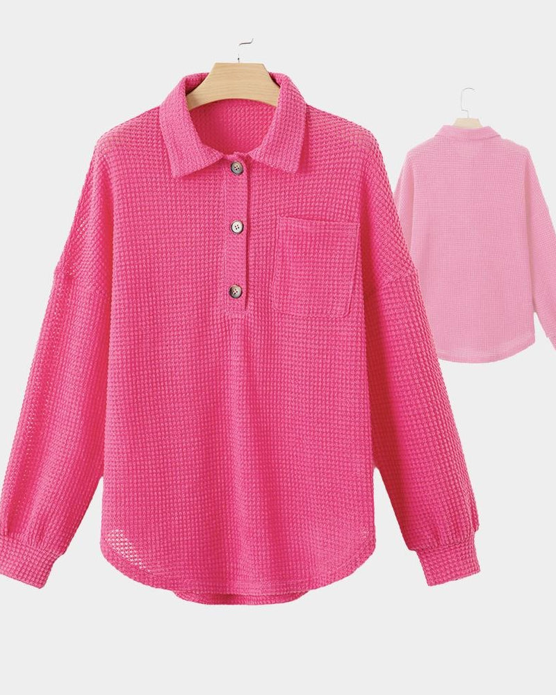 Solid Button-Down Loose Lapel Blouse 2024 f/w blouses & shirts spring
