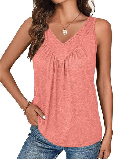 Pure Color V-Neck Sleeveless Loose Tank Top