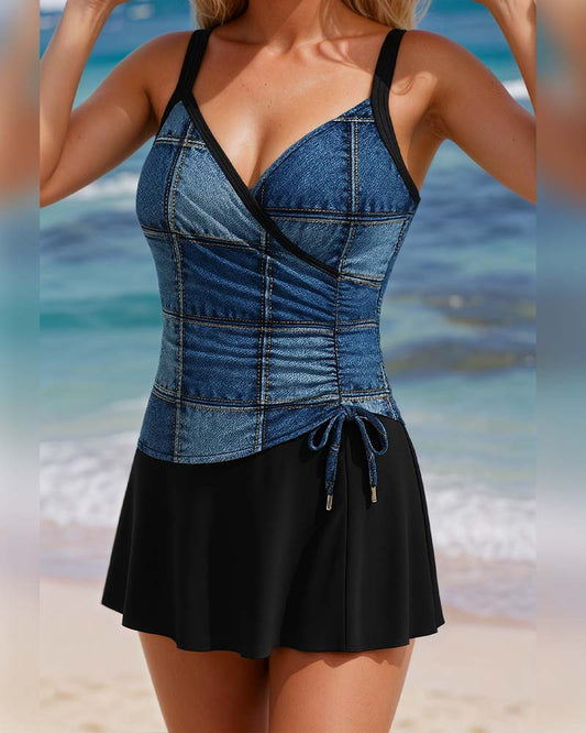 Skirt-Style Suspender Slim Swimsuit