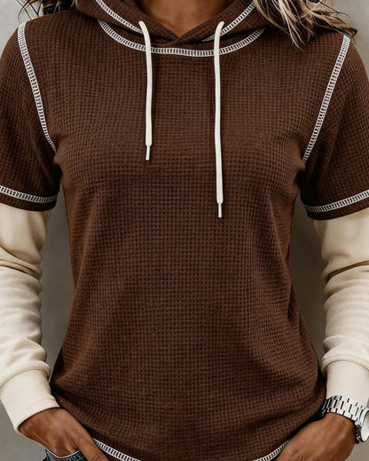 Waffle Color Block 2 In 1 Hoodie