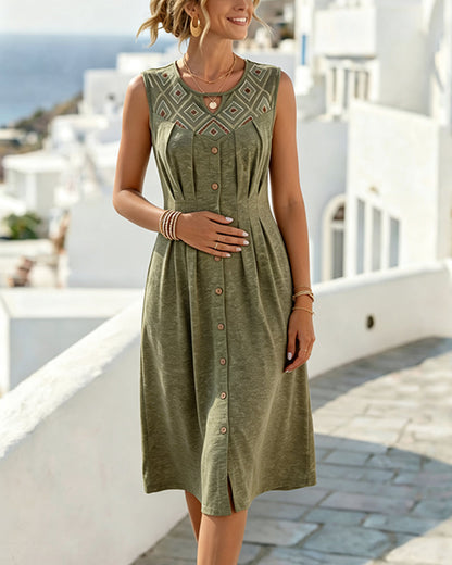 Sleeveless Button Dress