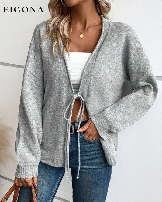 Solid color tie sweater Gray 2023 f/w 23BF cardigans Clothes hoodies & sweatshirts SALE spring Tops/Blouses