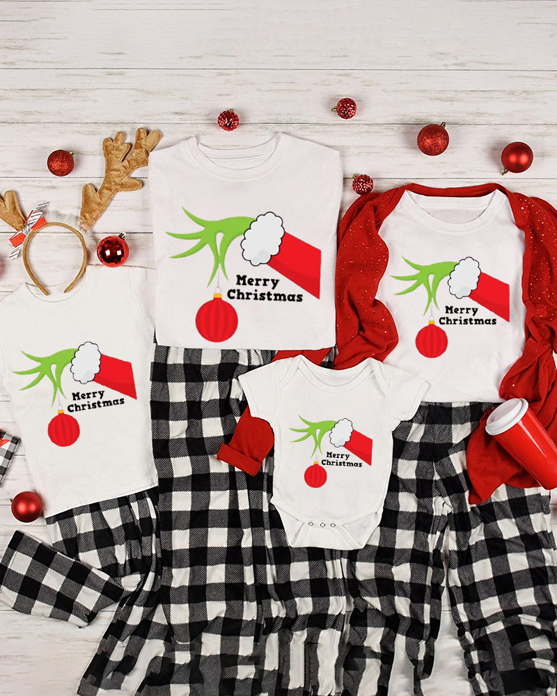 Merry Christmas Classic Matching Family T-Shirt Beepumpkin 2024 f/w Christmas matching family outfits two-piece sets