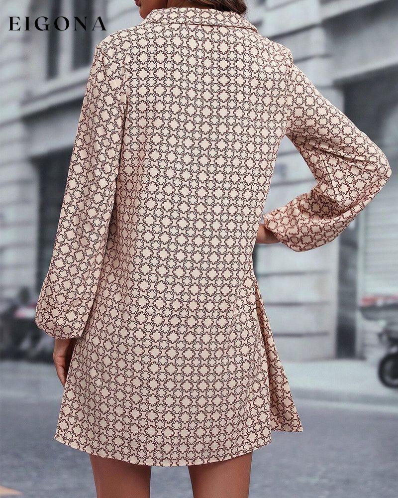 Lapel Long Sleeve Printed Dress 2023 f/w casual dresses Clothes discount Dresses spring