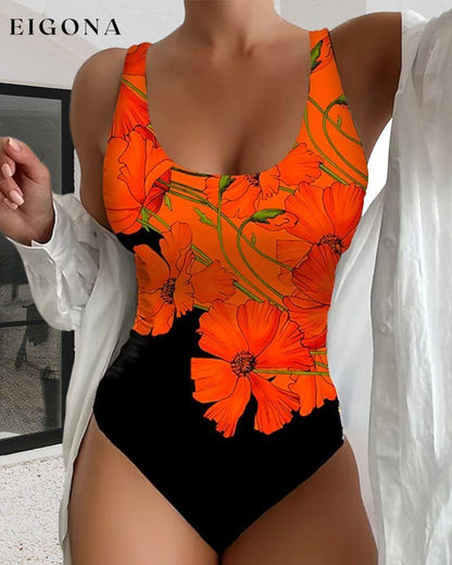 Floral print fashion one-piece swimsuit 23BF Clothes One-Piece SALE Summer Swimwear