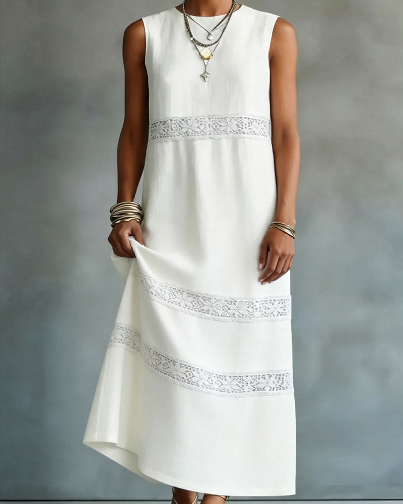 Sleeveless Lace Patchwork Dress