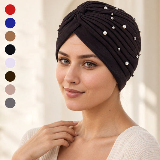 Pearl Pleated Pre-Tied Turban Hat 2024f/w accessoires spring summer