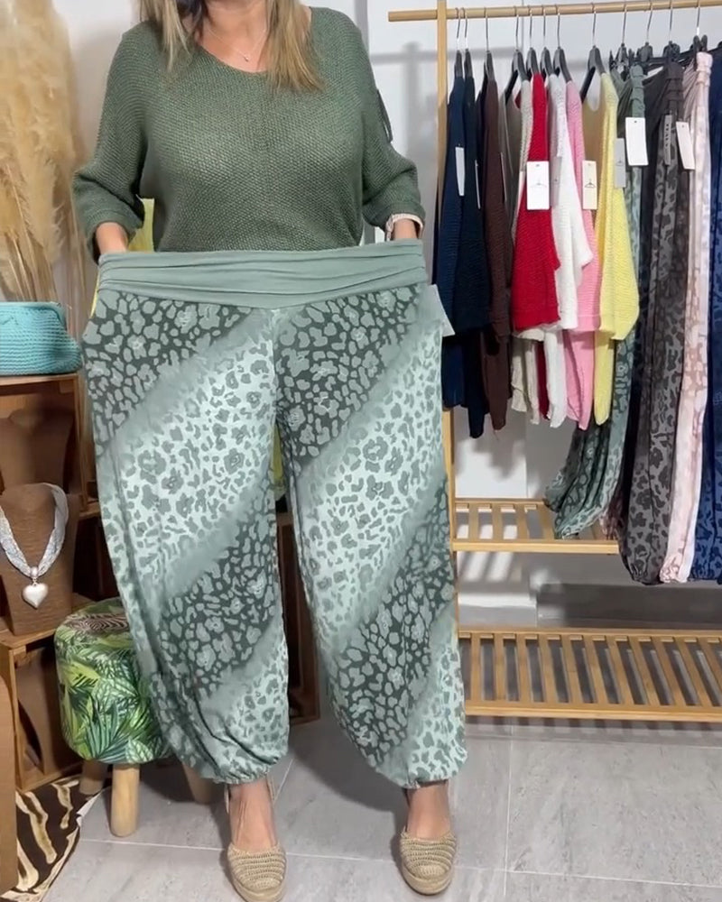 Gradient Leopard Print Harem Pant