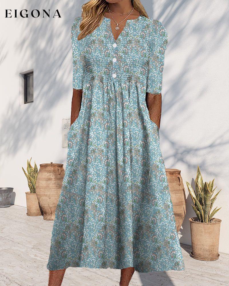 Elegant printed button-down dress casual dresses spring summer