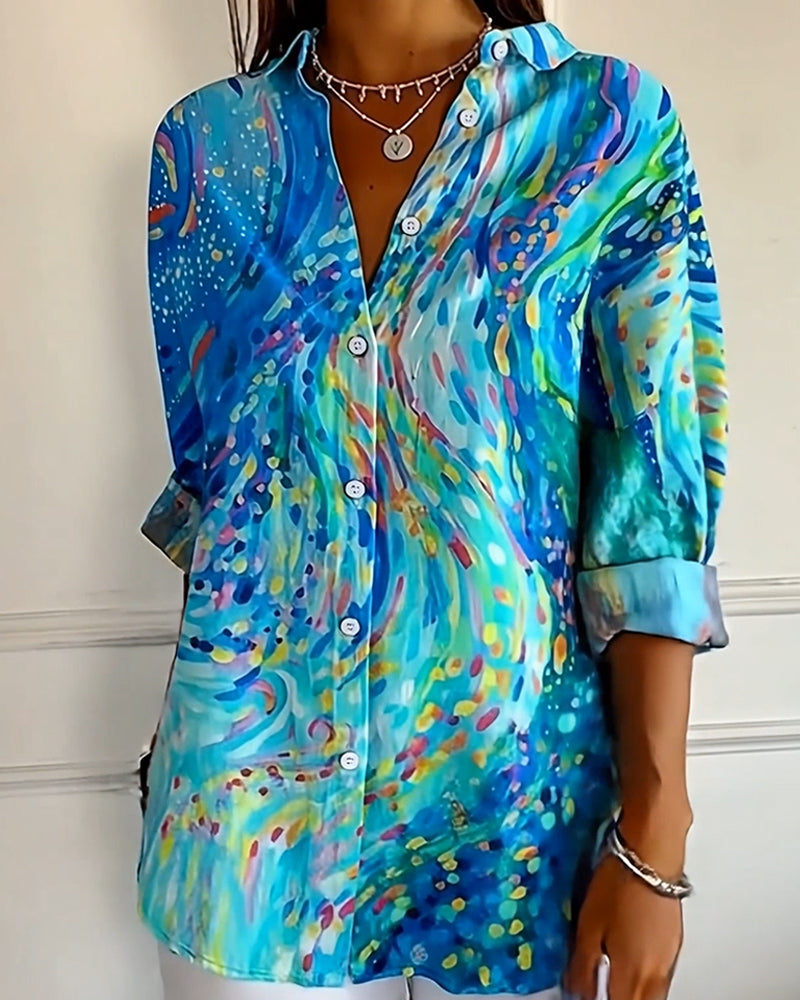 Gradient Button-Down Printed Shirt