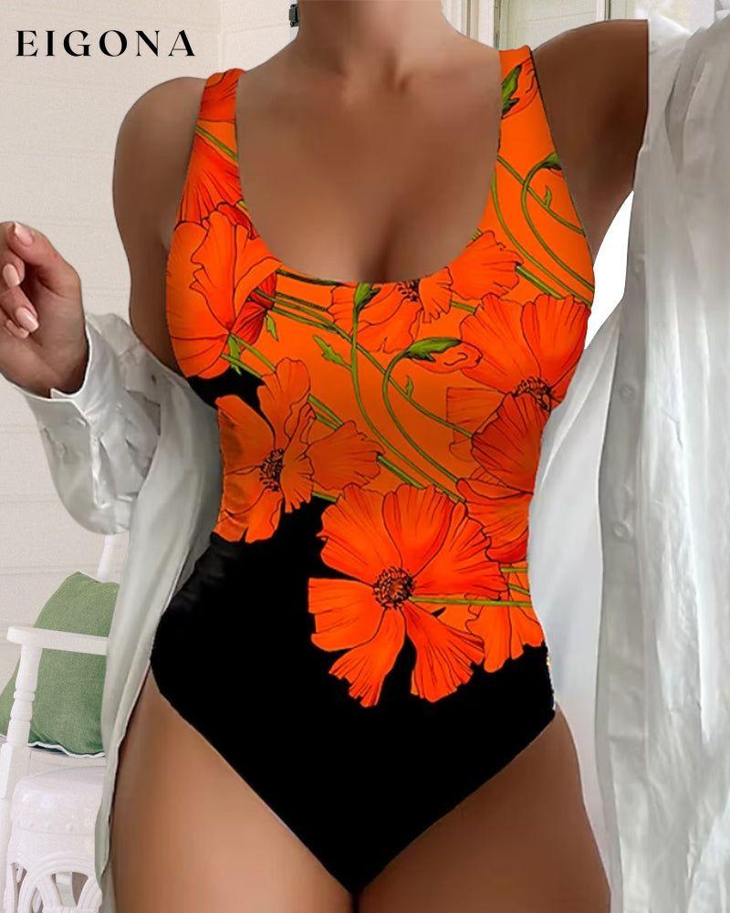 Floral print fashion one-piece swimsuit 23BF Clothes One-Piece SALE Summer Swimwear