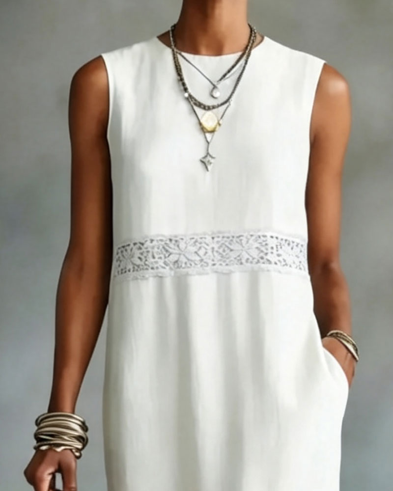 Sleeveless Lace Patchwork Dress