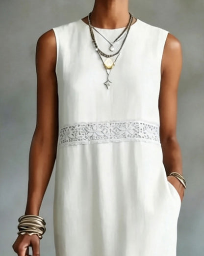 Sleeveless Lace Patchwork Dress