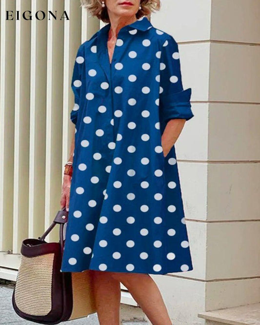 Polka dot print shirt dress Blue 23BF Casual Dresses Clothes Dresses Spring Summer