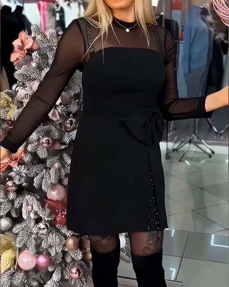 Fashionable Mesh Patchwork Slim Dress