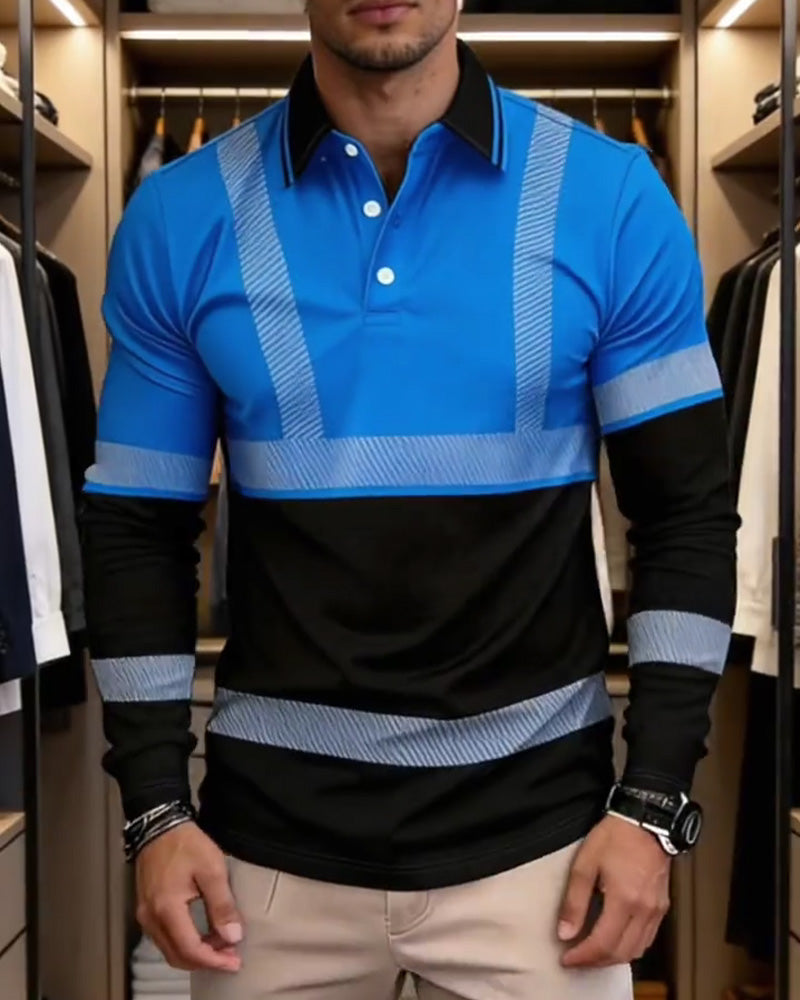 Color Block Striped Long Sleeve Shirt