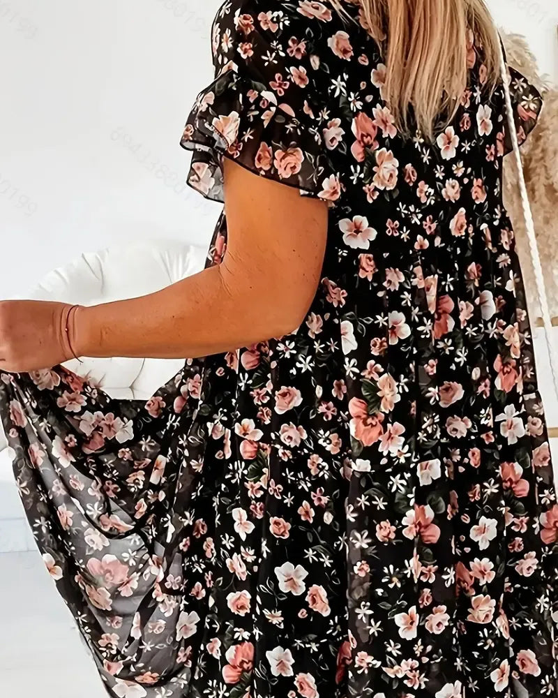 Floral Short-Sleeve Printed Dress