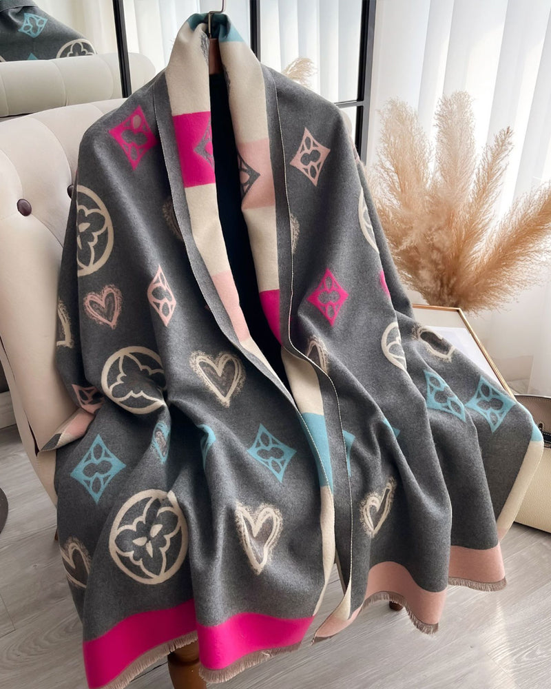 Heart Geometric Fashion Warm Scarf 2024 f/w accesories