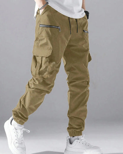 Pocket Drawstring Zipper Men's Cargo Pants