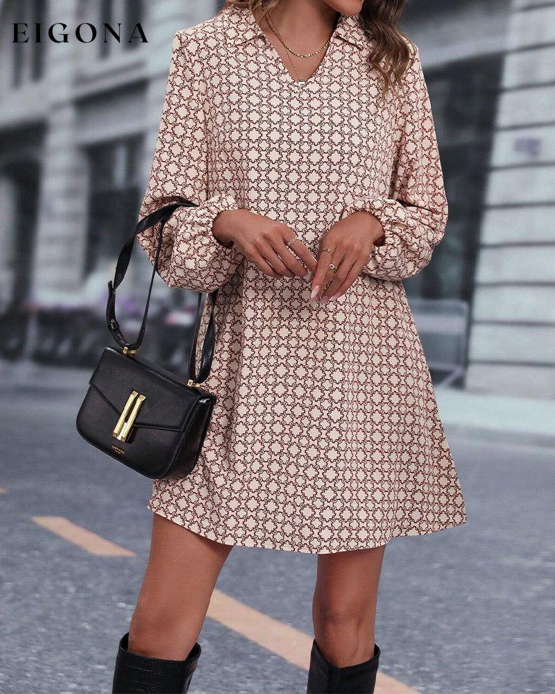 Lapel Long Sleeve Printed Dress 2023 f/w casual dresses Clothes discount Dresses spring