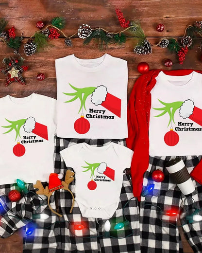 Merry Christmas Classic Matching Family T-Shirt Beepumpkin 2024 f/w Christmas matching family outfits two-piece sets