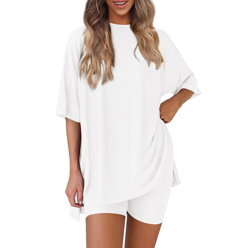 Relaxed Fit Solid Color Casual Set