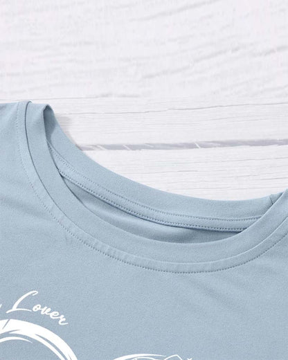 Heart-Shaped Round Neck Short-Sleeved Simple Top