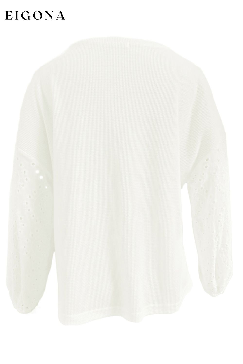 Openwork Dropped Shoulder Boat Neck Blouse blouse clothes long sleeve shirts long sleeve top Romantichut Ship From Overseas Shipping Delay 09/29/2023 - 10/04/2023 top tops trend