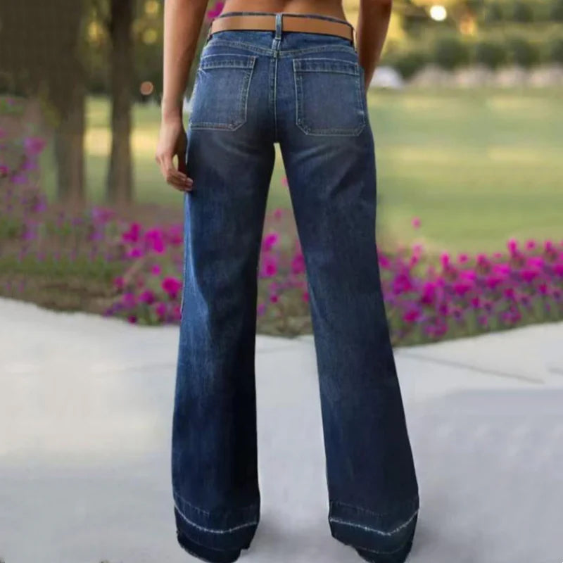 Women's Retro Flare Jeans with Pockets