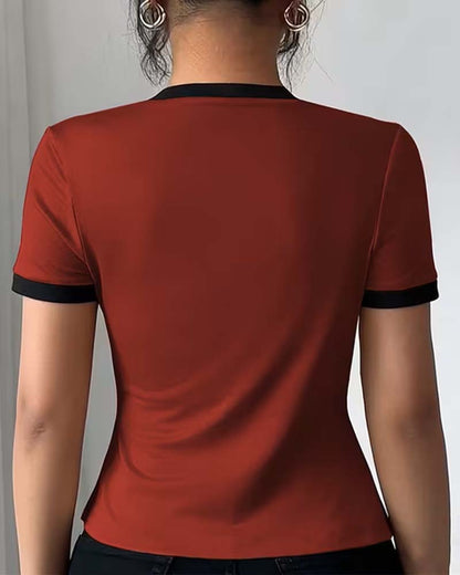 Color-Block Faux Two-Piece T-Shirt