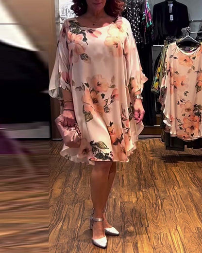 Abito stampato con maniche a pipistrello