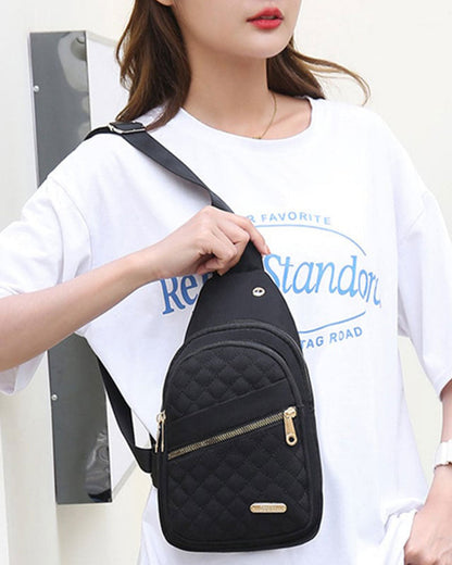 Women's Fashion Embroidered Quilted Chest Bag
