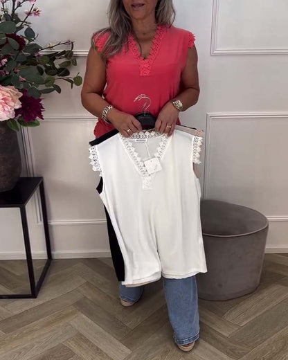 Gilet casual con bordo in pizzo